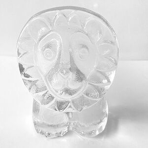 Riedel Crystal Lion Head Austrian Art Glass Paperweight Vintage